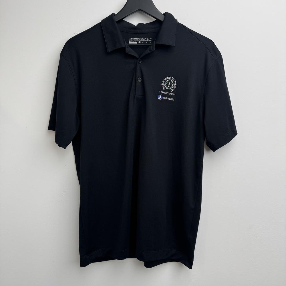 Nike Golf Polo Shirt M Dri Fit Black The Memorial Tournament Nationwide Mens